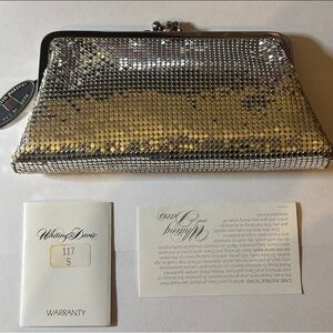 Saks Fifth Avenue Silver and Gold Mesh Clutch 1940s NEW